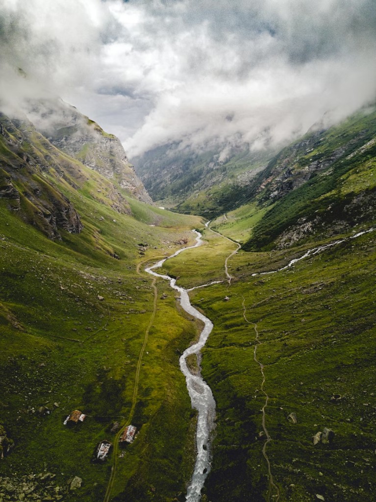 Mountain valley with a winding river